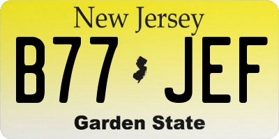 NJ license plate B77JEF