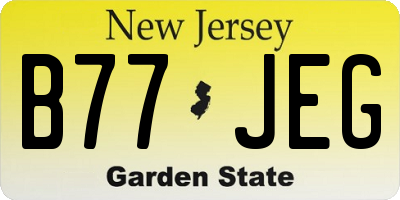 NJ license plate B77JEG