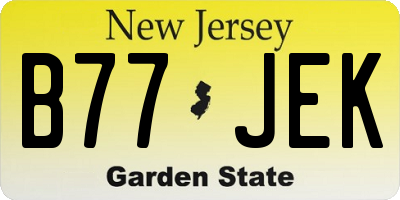 NJ license plate B77JEK
