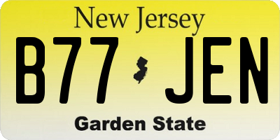 NJ license plate B77JEN