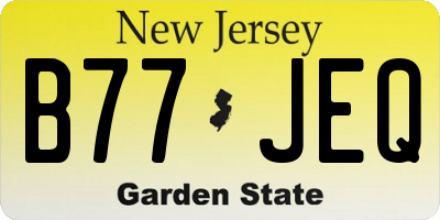 NJ license plate B77JEQ