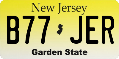 NJ license plate B77JER