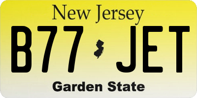 NJ license plate B77JET