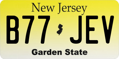NJ license plate B77JEV