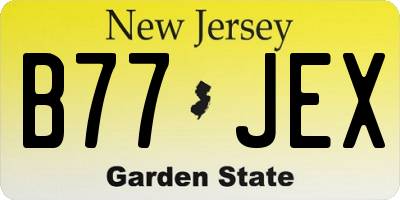 NJ license plate B77JEX