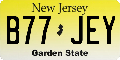NJ license plate B77JEY