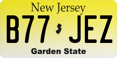 NJ license plate B77JEZ