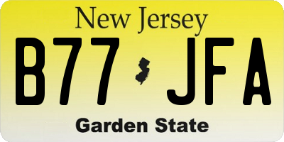 NJ license plate B77JFA