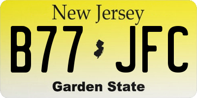 NJ license plate B77JFC