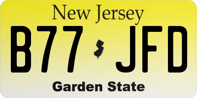 NJ license plate B77JFD