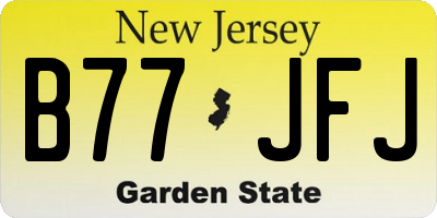 NJ license plate B77JFJ