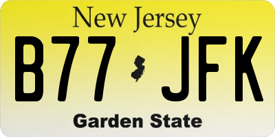 NJ license plate B77JFK