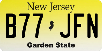 NJ license plate B77JFN