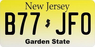 NJ license plate B77JFO
