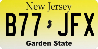 NJ license plate B77JFX