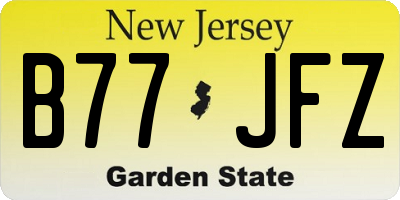 NJ license plate B77JFZ