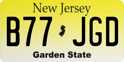 NJ license plate B77JGD