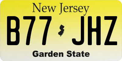 NJ license plate B77JHZ