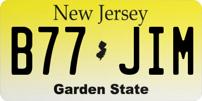 NJ license plate B77JIM