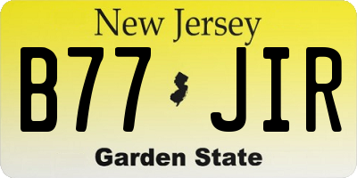 NJ license plate B77JIR