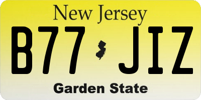 NJ license plate B77JIZ