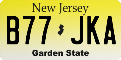 NJ license plate B77JKA