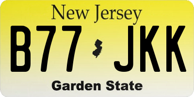 NJ license plate B77JKK