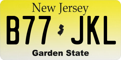 NJ license plate B77JKL