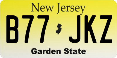 NJ license plate B77JKZ