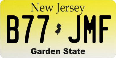 NJ license plate B77JMF