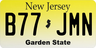 NJ license plate B77JMN