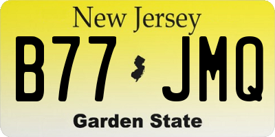 NJ license plate B77JMQ
