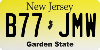 NJ license plate B77JMW