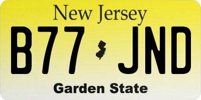 NJ license plate B77JND