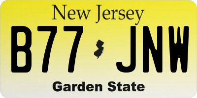 NJ license plate B77JNW