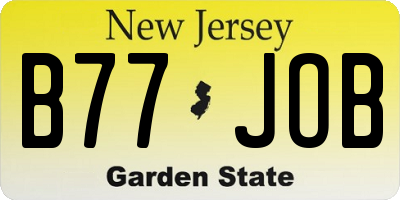 NJ license plate B77JOB