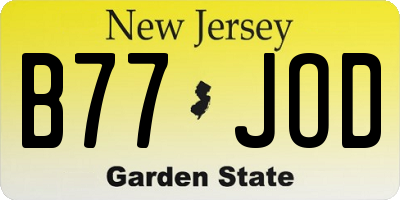 NJ license plate B77JOD