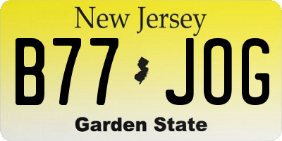 NJ license plate B77JOG