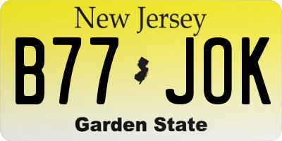NJ license plate B77JOK