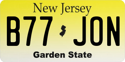 NJ license plate B77JON