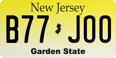 NJ license plate B77JOO