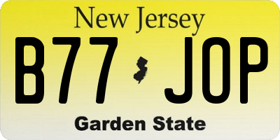 NJ license plate B77JOP