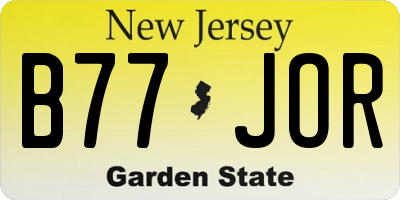 NJ license plate B77JOR