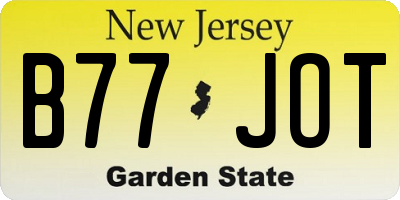NJ license plate B77JOT