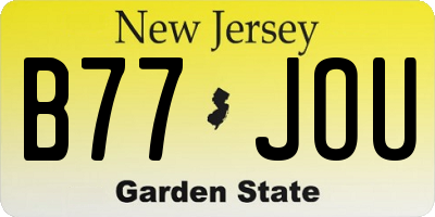 NJ license plate B77JOU
