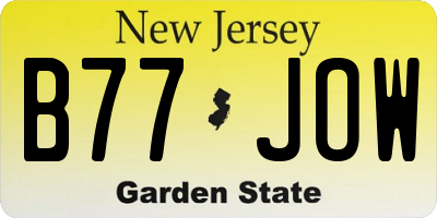 NJ license plate B77JOW