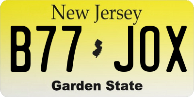 NJ license plate B77JOX