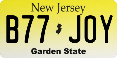 NJ license plate B77JOY