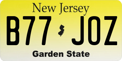 NJ license plate B77JOZ