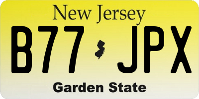 NJ license plate B77JPX